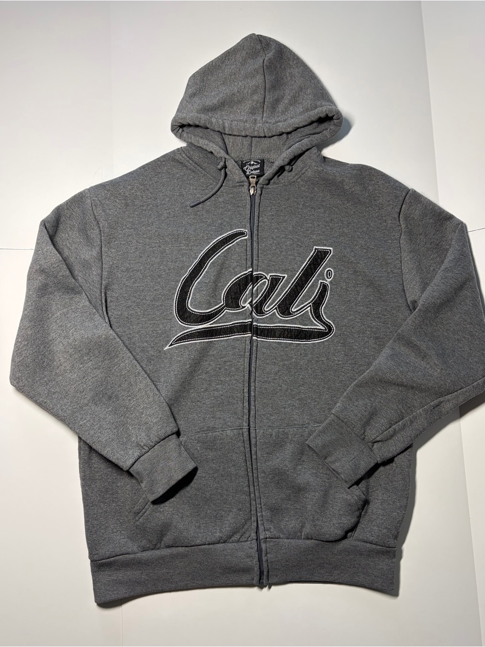 Adult Cali Script Zip-Up Hoodie - Gray